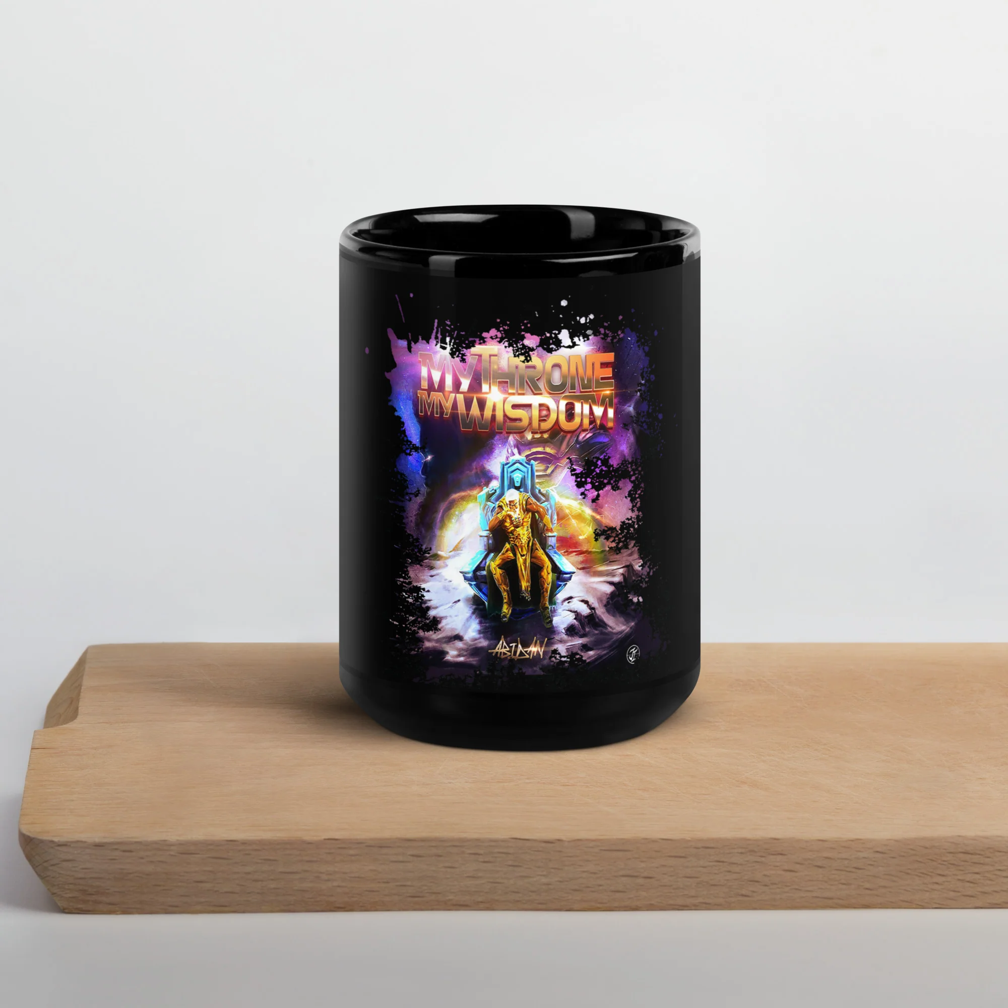 ABIDAN'S ALBUM - MY THRONE MY WISDOM - BLACK GLOSSY MUG - Image 4