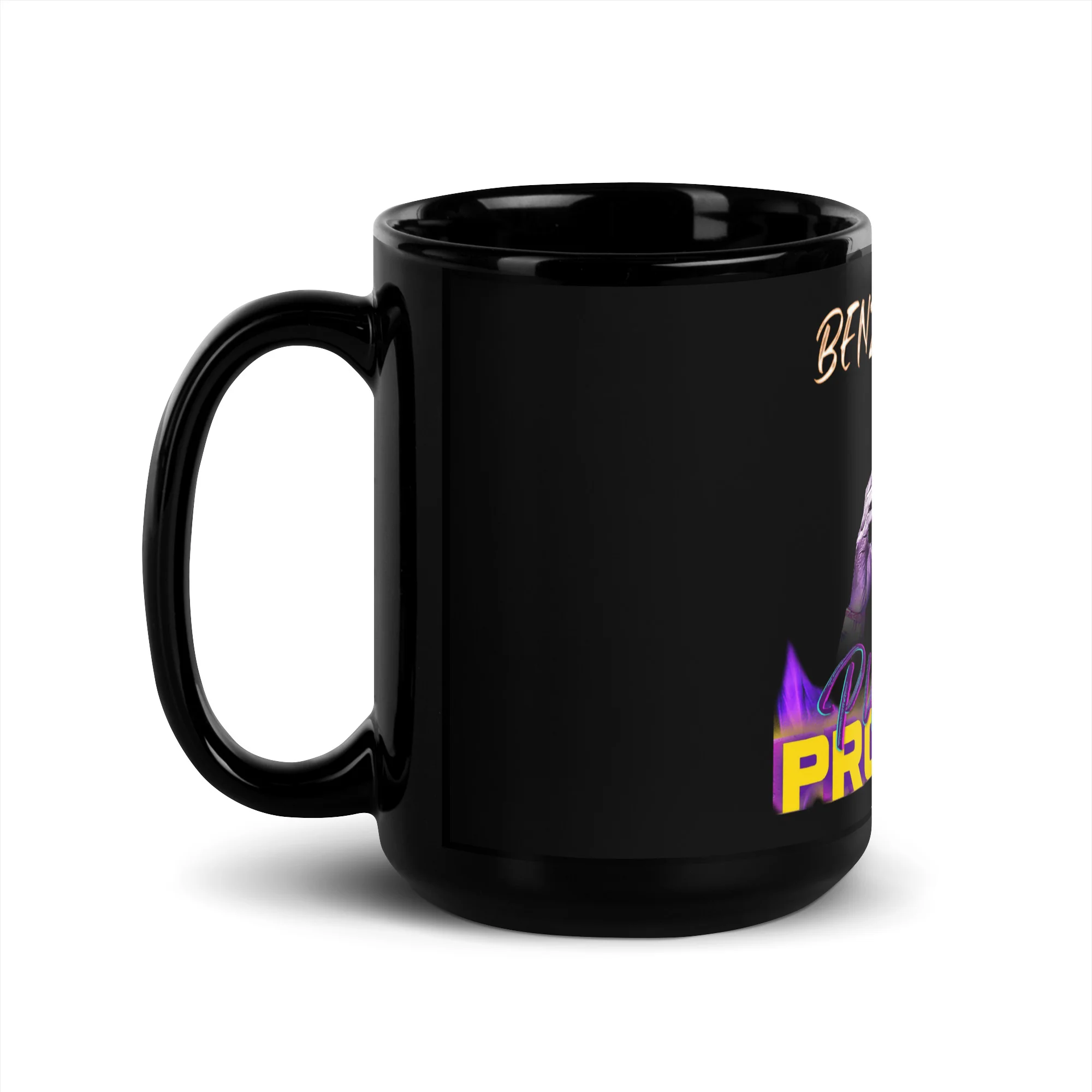 BENZION JUDAH - PURPLE PROBLEMS - BLACK GLOSSY MUG - Image 4