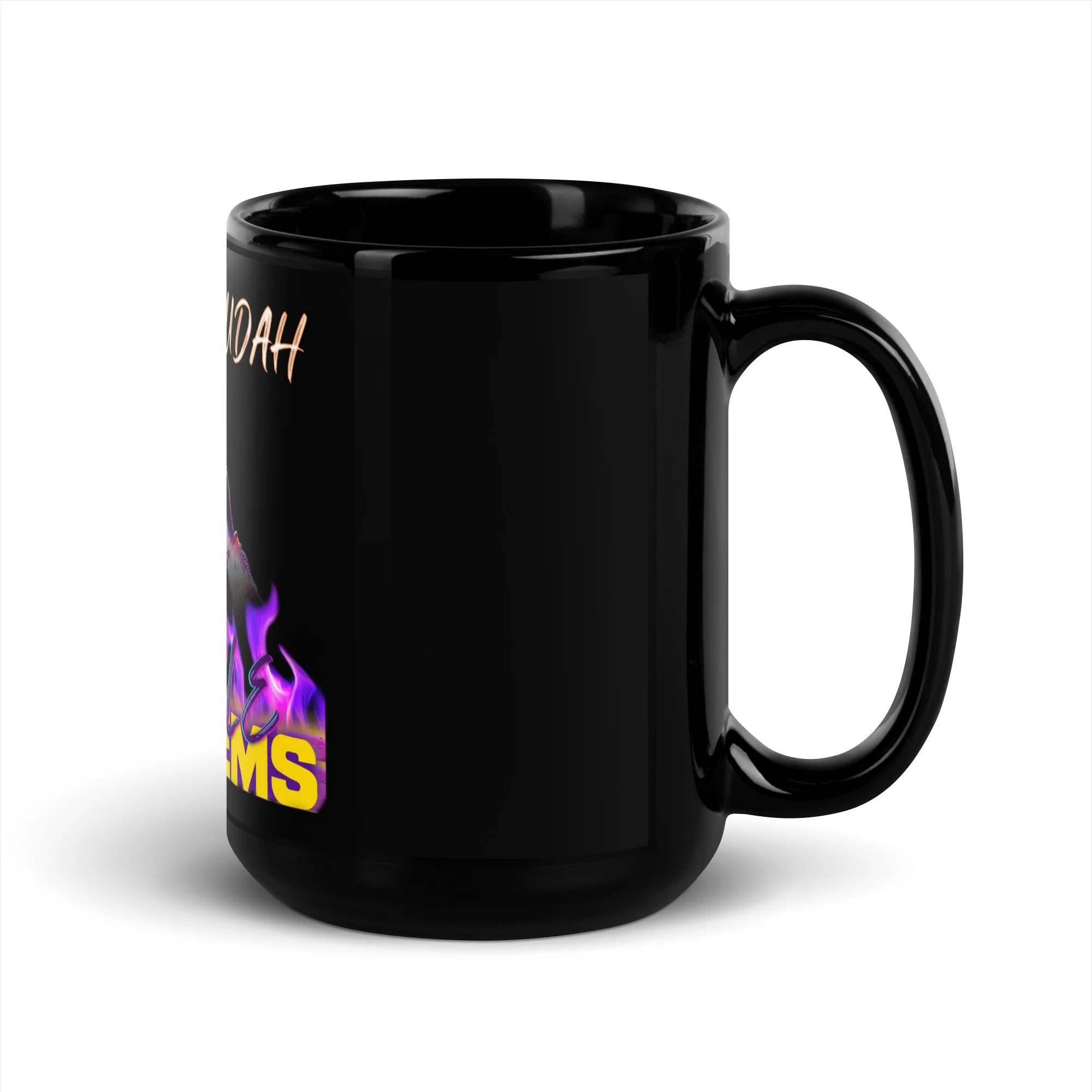 BENZION JUDAH - PURPLE PROBLEMS - BLACK GLOSSY MUG - Image 5