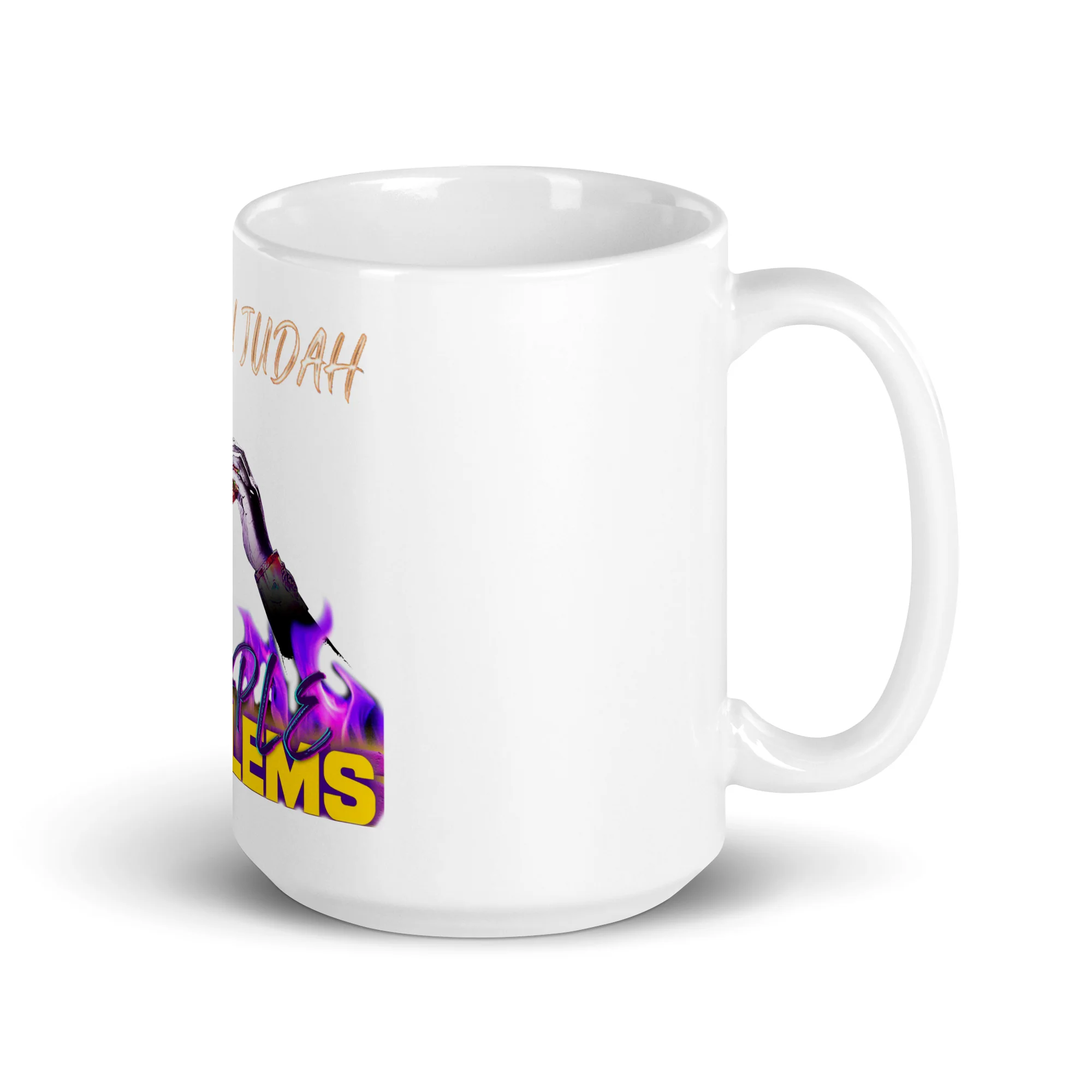 BENZION JUDAH - PURPLE PROBLEMS - WHITE GLOSSY MUG - Image 4