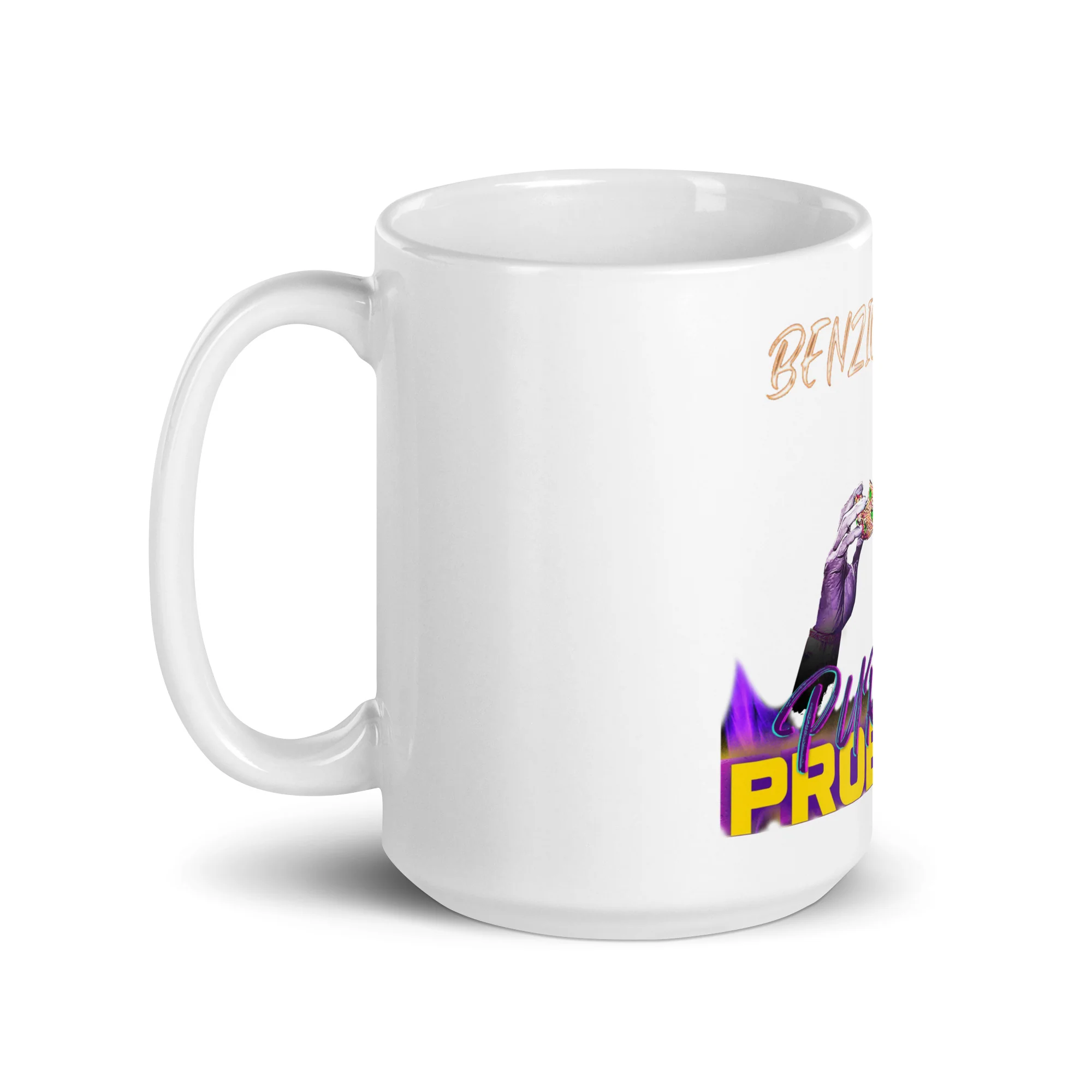 BENZION JUDAH - PURPLE PROBLEMS - WHITE GLOSSY MUG - Image 5
