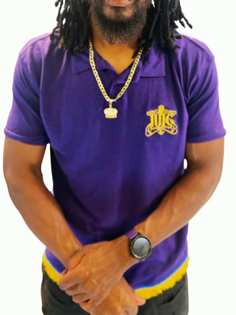 IUIC SHORT-SLEEVE FRINGED PURPLE POLO