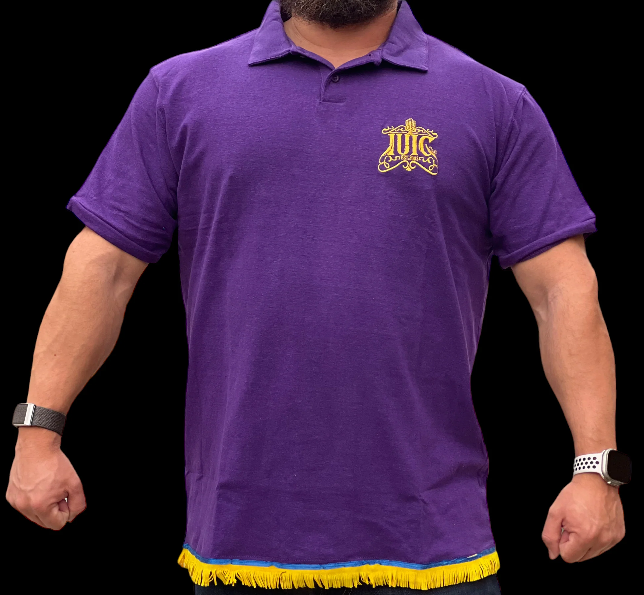 IUIC SHORT-SLEEVE FRINGED PURPLE POLO - Image 3