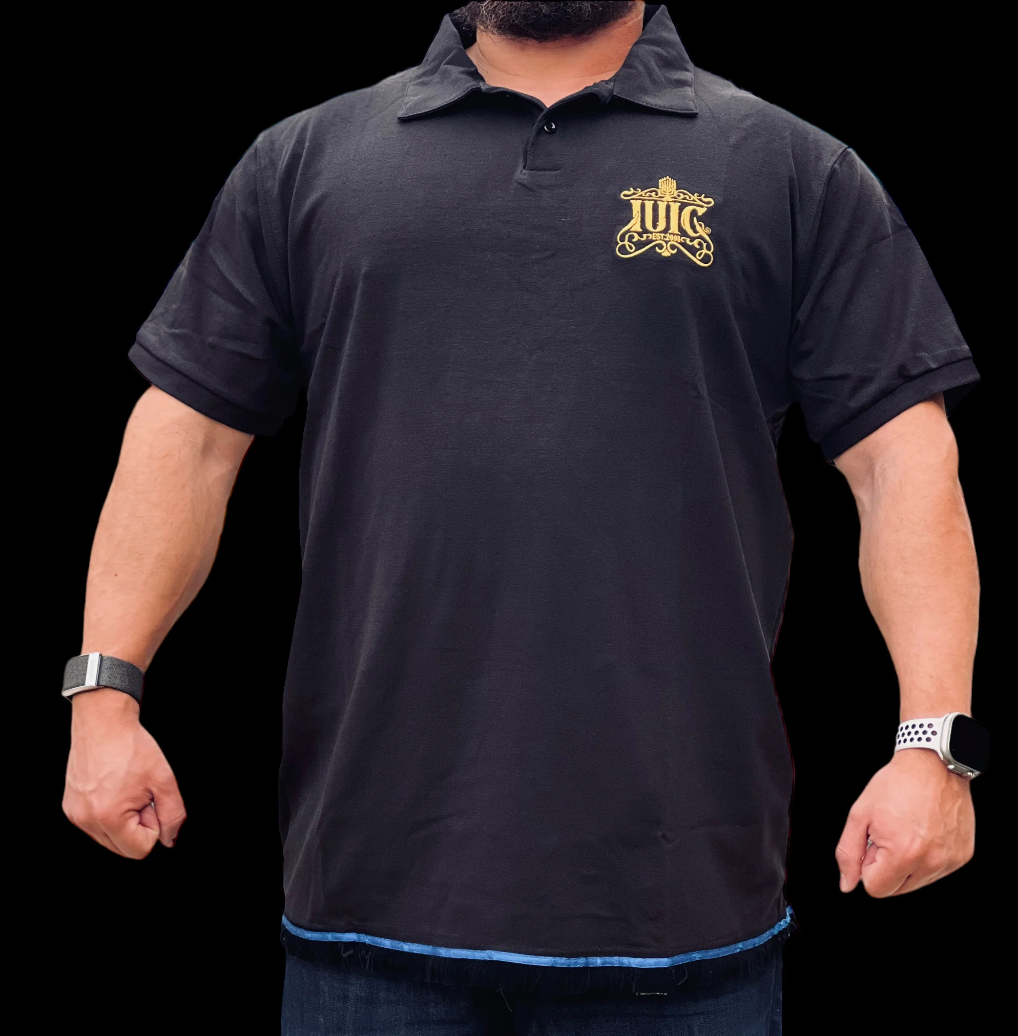 IUIC SHORT-SLEEVE FRINGED BLACK POLO - Image 3