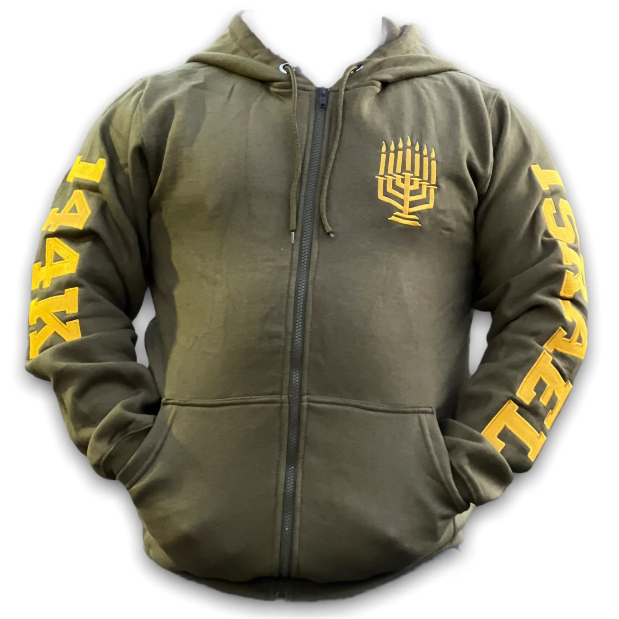 MEN'S ISRAEL EMBROIDED FRONT ZIPPER HOODED SWEATSHIRT - Image 3