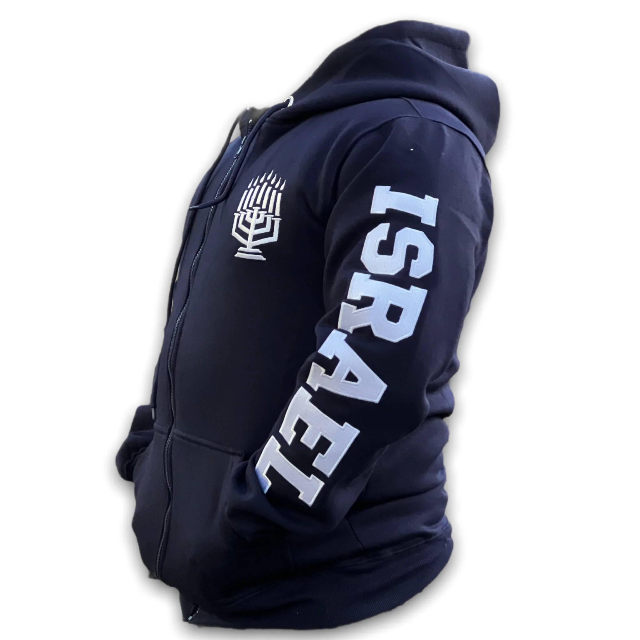 MEN'S ISRAEL EMBROIDED FRONT ZIPPER HOODED SWEATSHIRT - Image 5