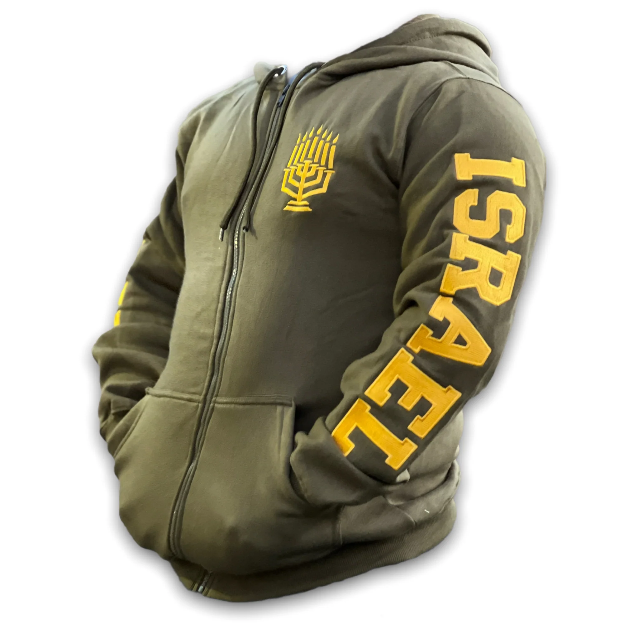 MEN'S ISRAEL EMBROIDED FRONT ZIPPER HOODED SWEATSHIRT - Image 6