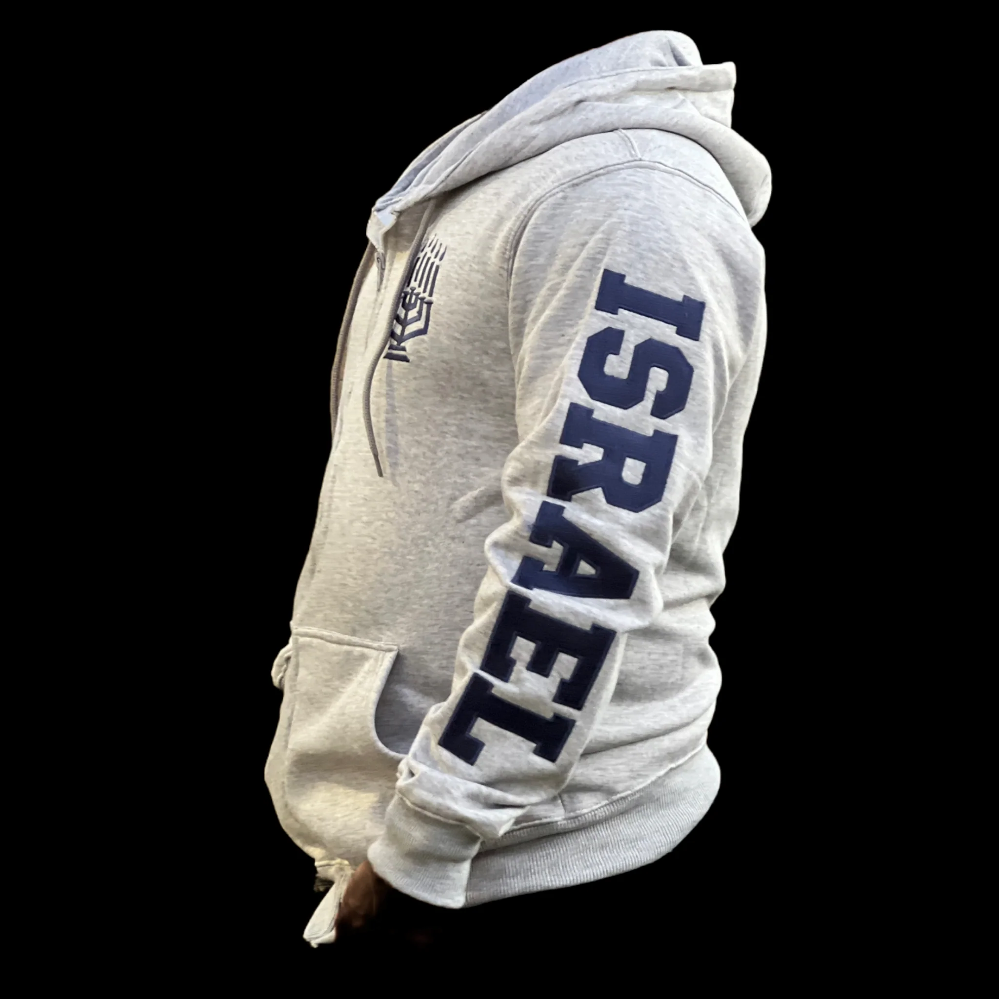 MEN'S ISRAEL EMBROIDED FRONT ZIPPER HOODED SWEATSHIRT - Image 8
