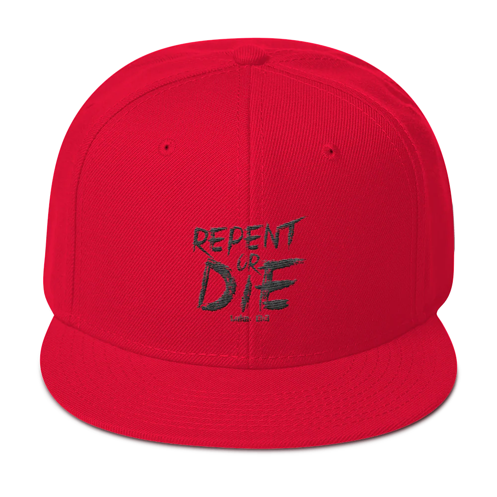 Repent or Die Premium Snapback Hat Red - Image 2